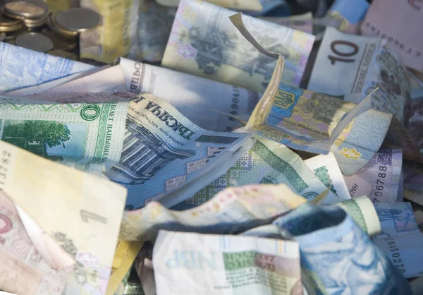 Buitenlands geld collage achtergrond. Bankbiljetten van verschillende landen — Stockfoto