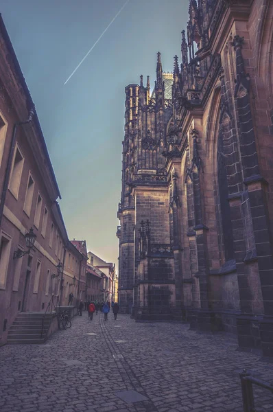Blick auf den Veitsdom in Prag, Tschechische Republik. Jahrgangseffekt — Stockfoto