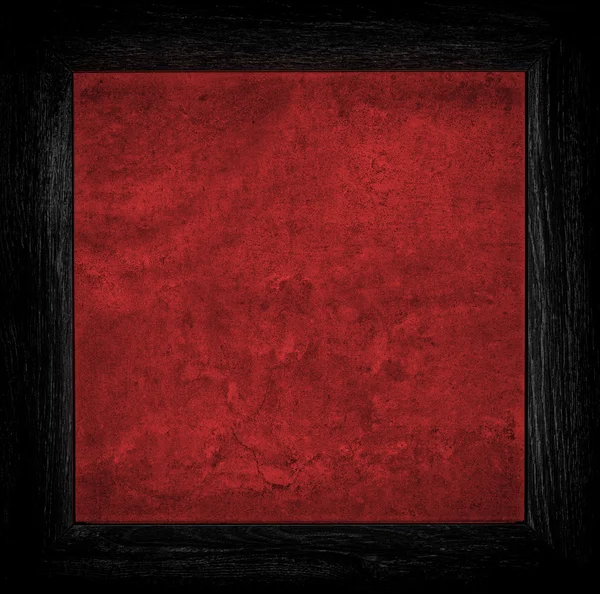 Lienzo grunge rojo oscuro con marco de madera — Foto de Stock
