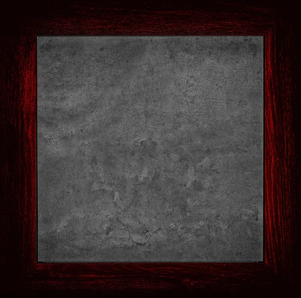 Tela grunge vermelho escuro com moldura de madeira — Fotografia de Stock