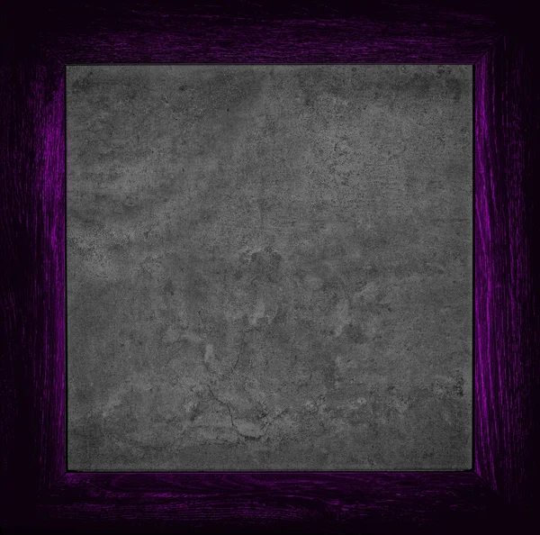 Tela grunge viola scuro con cornice in legno — Foto Stock