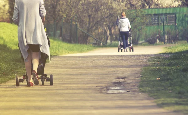 Мать с коляской в парке Спринг Сити — стоковое фото