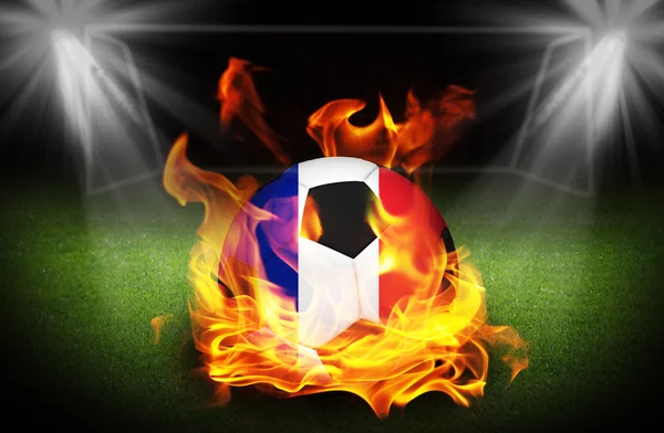 Francia Pallone da calcio in fiamme, Calcio Euro 2016 — Foto Stock