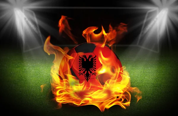 Albania Soccer ball on fire, Football Euro 2016 — Stock Photo, Image