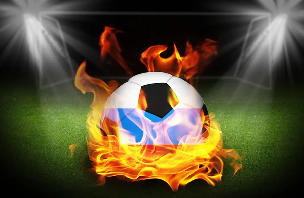 Russia Pallone da calcio in fiamme, Calcio Euro 2016 — Foto Stock