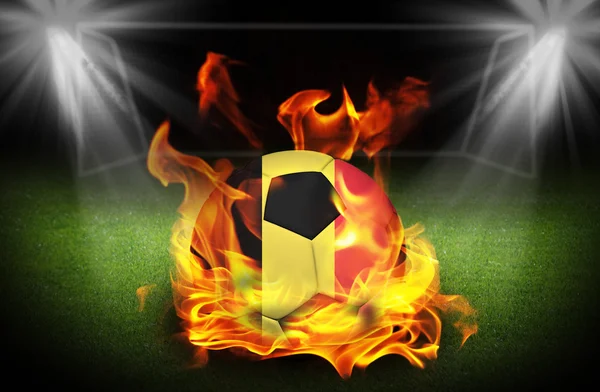 Belgium Republic Soccer ball on fire, Football Euro 2016 — Stock Photo, Image