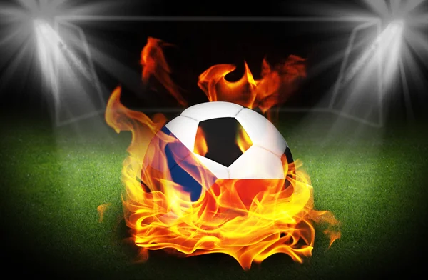 Repubblica Ceca Pallone da calcio in fiamme, Calcio Euro 2016 — Foto Stock