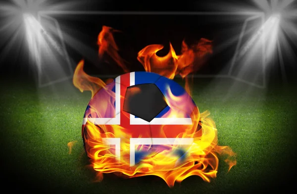 Islanda Pallone da calcio in fiamme, Calcio Euro 2016 — Foto Stock
