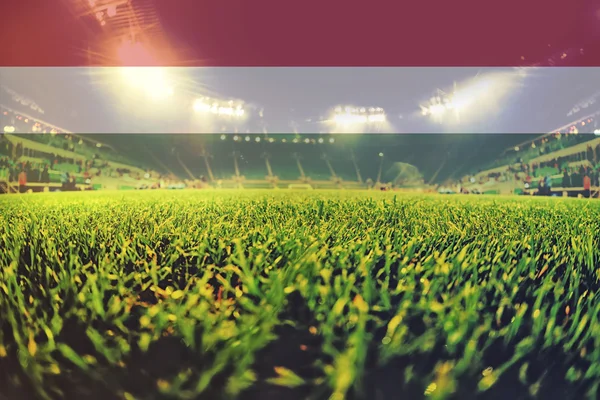 Euro 2016 stadium with blending Hungary flag — Stock Photo, Image
