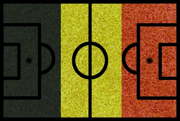 Boisko do piłki nożnej teksturowanej przez flagi narodowe Belgii na euro 2016 — Zdjęcie stockowe