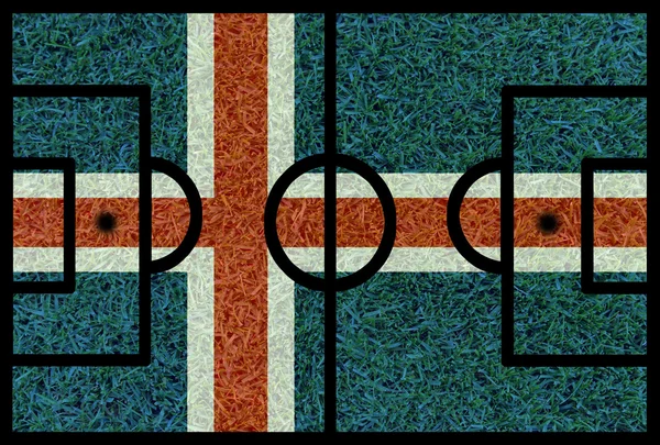 Футбольное поле, текстурированное исландскими национальными флагами на евро-2016 — стоковое фото