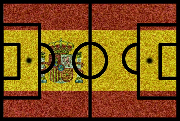 足球场的纹理，西班牙国旗上欧元 2016年 — 图库照片