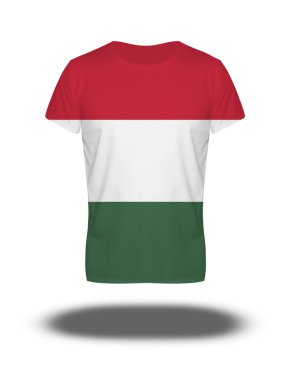  Macaristan gölge beyaz zemin üzerine tişört bayrak