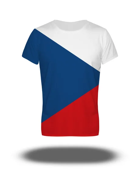 Camiseta bandera de República Checa sobre fondo blanco con sombra — Foto de Stock