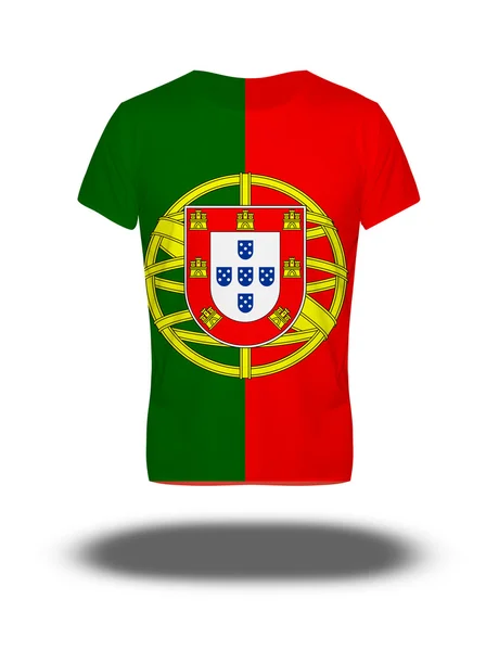 Portugal vlag t-shirt op witte achtergrond met schaduw — Stockfoto