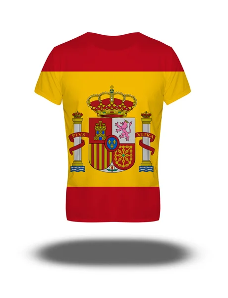 Spanje vlag t-shirt op witte achtergrond met schaduw — Stockfoto