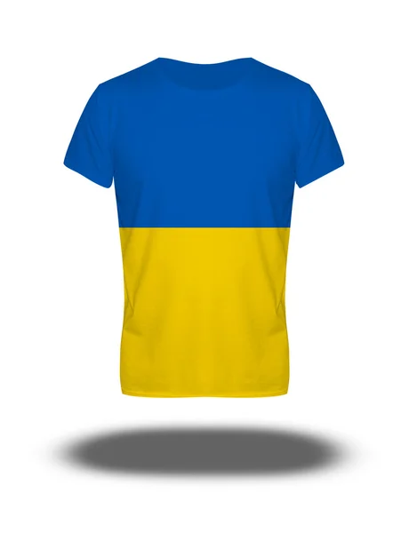 Camiseta bandera de Ucrania sobre fondo blanco con sombra — Foto de Stock