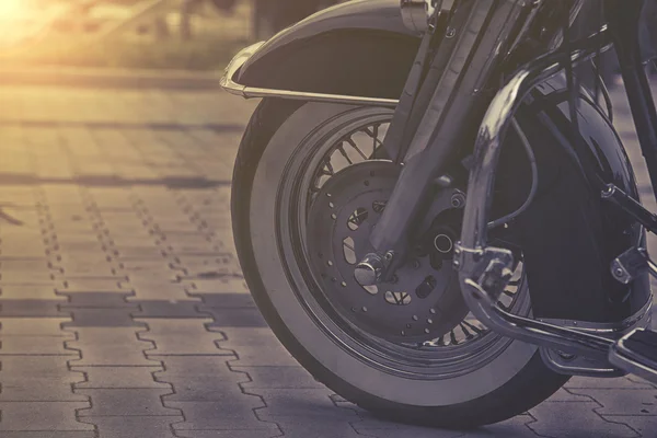 Close up on motorcycle wheel — Stock Photo, Image