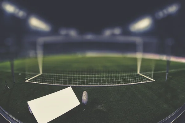 Behind the goal with copy space and blurred background — Stock Photo, Image