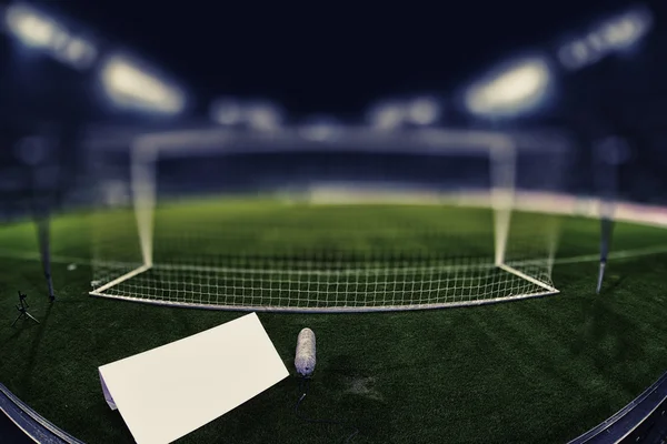 Behind the goal with copy space and blurred background — Stock Photo, Image