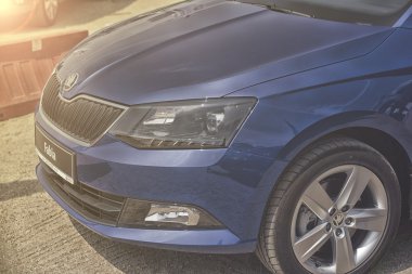 Wroclaw, Polonya, 28 Mayıs 2016: Skoda Fabia Motoshow üzerinde üzerinde 28 Mayıs 2016 yılında Polonya'da yakın çekim
