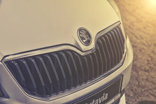 Wroclaw, Poland, May 28, 2016: Close up on Skoda Octavia sign on Motoshow on May 28, 2016 in Poland — Stock Photo, Image