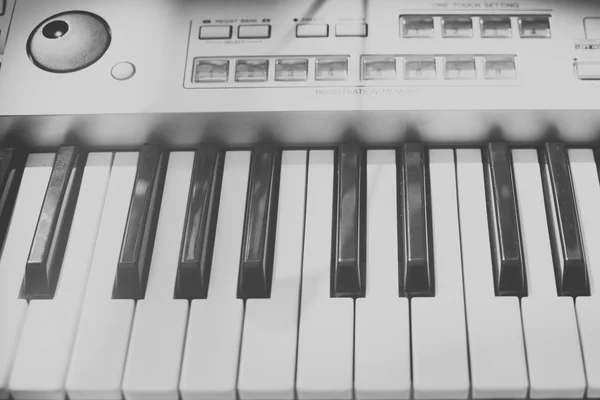 Вінтажний вигляд Деталі чорно-білих клавіш на музичній клавіатурі — стокове фото