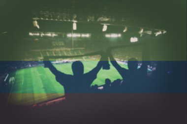Spor Stadyumu fanlar ve karıştırma Kolombiya bayrak ile