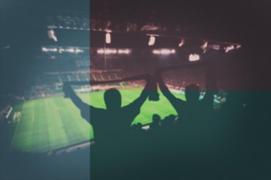 fanlar ve karıştırma Madagaskar bayrağı ile Spor Stadyumu