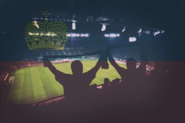 Стадион с болельщиками и смешиванием флага Лихтенштейна — стоковое фото
