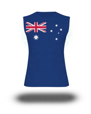 Avustralya bayrağı beyaz arka plan ve gölge ile atletik kolsuz gömlek