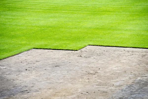 Nová tráva na fotbalový stadion — Stock fotografie