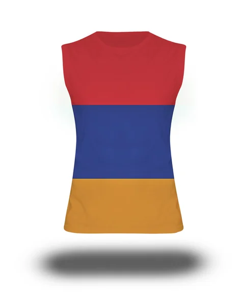 Atletische mouwloos shirt met Armenië vlag op witte achtergrond en schaduw — Stockfoto
