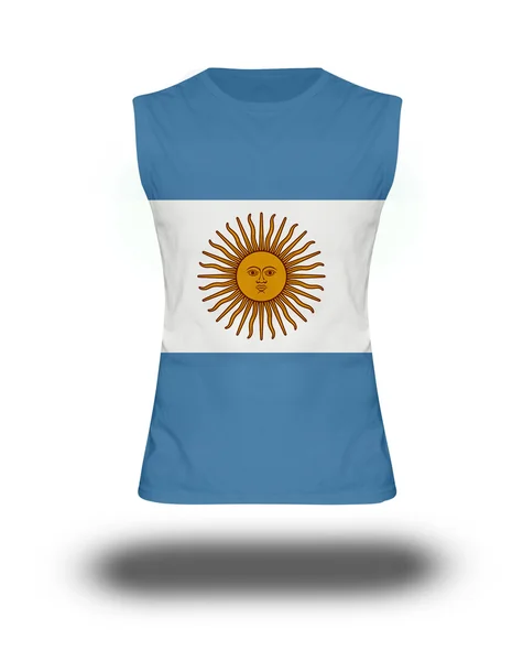 Спортивний без рукавів сорочка з Аргентини прапор на білому тлі і тінь — стокове фото