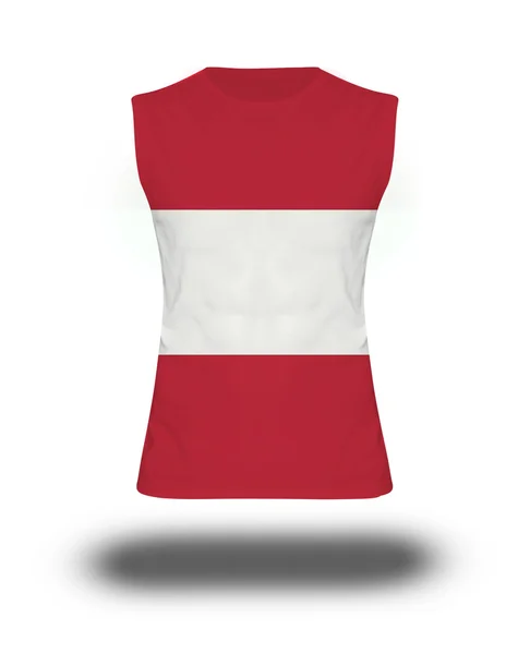 Camisa sin mangas atlética con bandera de Austria sobre fondo blanco y sombra — Foto de Stock