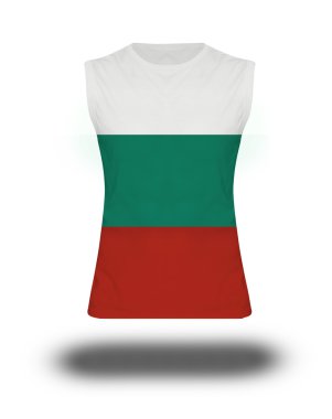 Bulgaristan bayrağı beyaz arka plan ve gölge ile atletik kolsuz gömlek