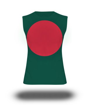 Bangladeş bayrağı beyaz arka plan ve gölge ile atletik kolsuz gömlek