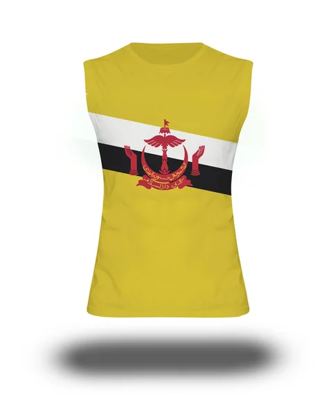 Camisa atlética sem mangas com bandeira Brunei Darussalam no fundo branco e sombra — Fotografia de Stock