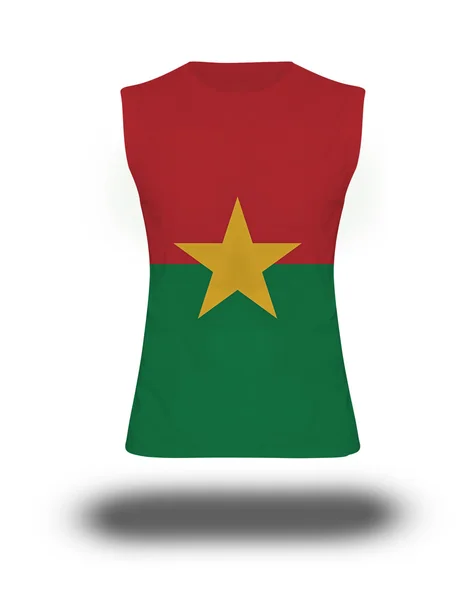 Camisa sem mangas atlética com bandeira Burkina Faso no fundo branco e sombra — Fotografia de Stock