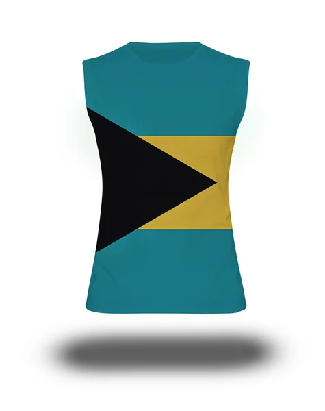 Αθλητικό αμάνικο πουκάμισο με σημαία Μπαχάμες σε λευκό φόντο και σκιά — Φωτογραφία Αρχείου