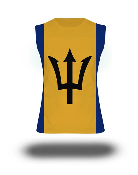 Atletische mouwloos shirt met Barbados vlag op witte achtergrond en schaduw — Stockfoto