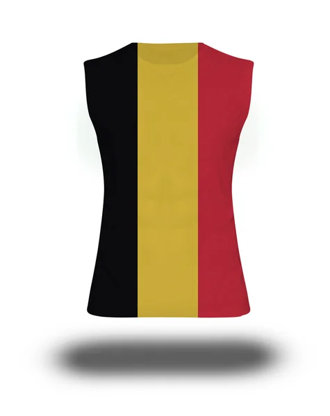 Sportliches ärmelloses Hemd mit belgischer Flagge auf weißem Hintergrund und Schatten — Stockfoto
