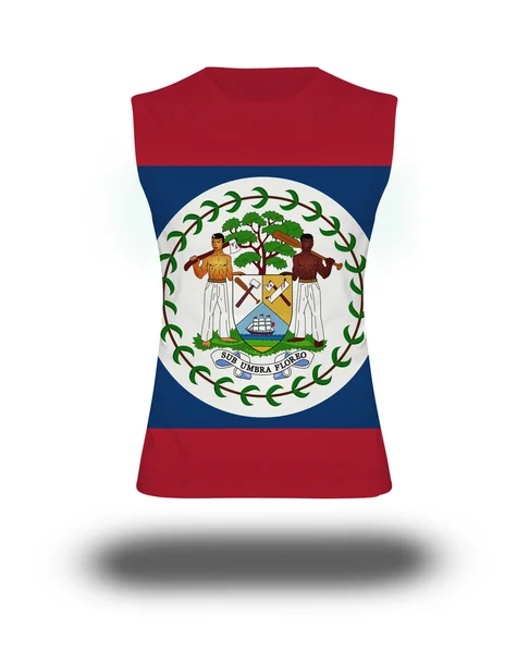 Athletic sleeveless shirt with Belize flag on white background and shadow — Stock Photo, Image