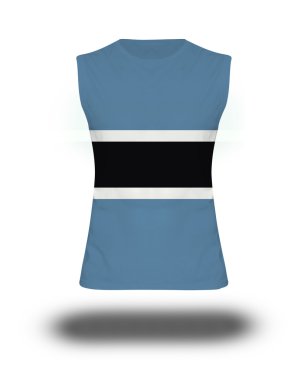 Botsvana bayrağı beyaz arka plan ve gölge ile atletik kolsuz gömlek