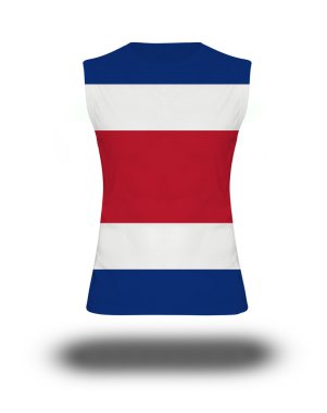 beyaz arka plan ve gölge Üzerinde Kosta Rika bayrağı ile atletik kolsuz gömlek