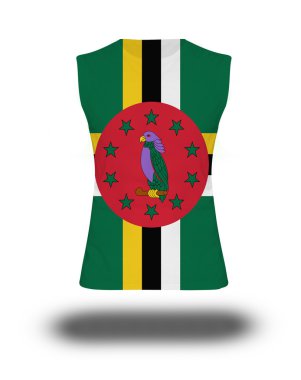 beyaz arka plan üzerinde Dominika bayrağı ile atletik kolsuz gömlek