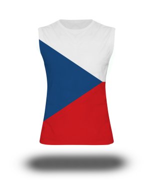 beyaz arka plan ve gölge Çek Cumhuriyeti bayrağı ile atletik kolsuz gömlek