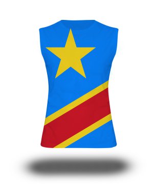 beyaz arka plan üzerinde Dr Kongo bayrağı ile atletik kolsuz gömlek