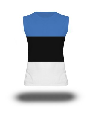 beyaz arka plan üzerinde Estonya bayrağı ile atletik kolsuz gömlek