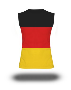 beyaz arka plan ve gölge Üzerinde Almanya bayrağı ile atletik kolsuz gömlek